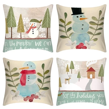Наволочка с Рождеством, украшение в виде Рождественского Снеговика, подушки для дивана, автомобиля, украшения для дома, Funda Cojin для гостиной