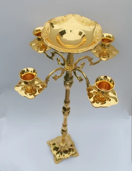Напольный канделябр с золотой отделкой высшего качества, металлический подсвечник 85 см, золотой свадебный канделябр с красивой чашей для цветов, подсвечник для свечи