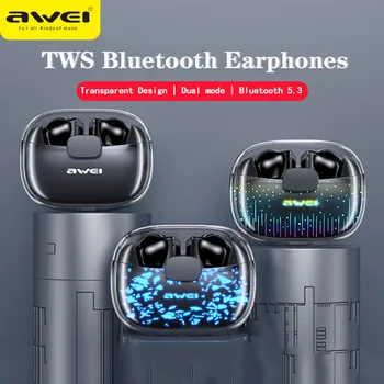 Наушники Awei T52pro Bluetooth 5.3, беспроводные наушники, яркая дышащая легкая гарнитура, игровые наушники TWS, DNS-гарнитура