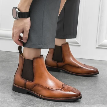 Новые мужские коричневые ботинки 