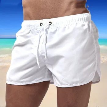 Новые мужские летние купальники, однотонные пляжные шорты, купальники для бега, дышащие шорты для отдыха