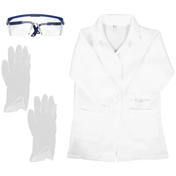 Одежда ученого, костюмы для малышей, лабораторный халат доктора, Белый пластиковый Научный эксперимент, ребенок