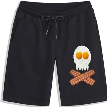 Пиратский череп и скрещенные кости из бекона и яиц Женские шорты из чистого хлопка для мужчин Базовые модели мужских шорт