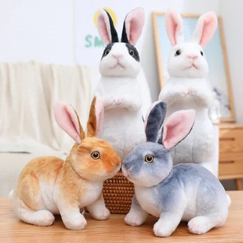 Плюшевая игрушка-кролик, милый реалистичный мини-кролик, плюшевая кукла, модель Пасхальных украшений, подарок для детей, домашний декор