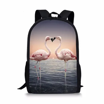 Пляжный рюкзак с фламинго, школьная сумка с тропическими животными, Романтическая птица, школьные сумки, сумка для книг для детей, подростков, девочек, 16 дюймов, сумка для ноутбука