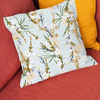 Подушка для домашнего подголовника с квадратным растительным цветочным принтом