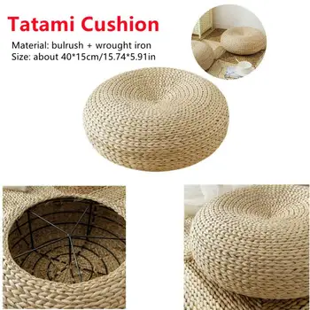 Подушка Татами в японском стиле, Плоская подушка для сиденья из вязаной соломы ручной работы, подушка для дивана, подушка для пола, круглый коврик для медитации