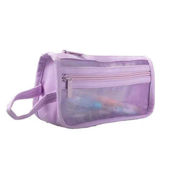 Портативная двухслойная сумка для хранения, милый Прозрачный фиксированный пенал-органайзер для студентов, колледж