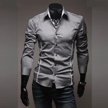 Приталенные Мужские Рубашки В полоску 2022 Серого цвета С длинным рукавом, Мужские Рубашки В полоску Camisa Social Clothes Chemise Homme Camisas para hombre