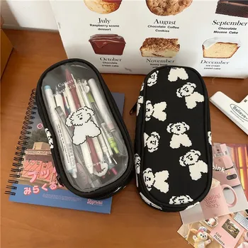 Прозрачная сумка для ручек для собак INS, Японская сумка для канцелярских принадлежностей большой емкости, пенал для учащихся начальной и средней школы