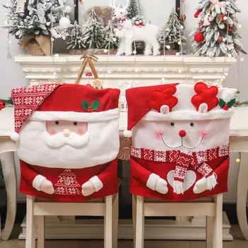 Простой в использовании чехол для стула Чехол для стула для праздничных мероприятий Праздничные 3D чехлы для столов Санта-Клауса Мультфильм на Рождество