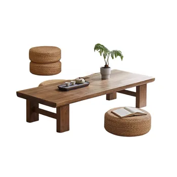 Прямоугольный Напольный Столик-Татами в Японском стиле, Винтажный Чайный столик для Сидения на полу, Акцентная Мебель Размером 100/120/140x60x38