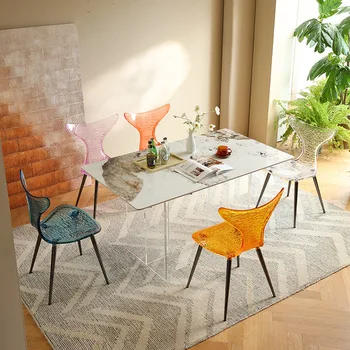 пятицветный Хрустальный стул с Рыбьим хвостом, стул для макияжа, Акриловая мебель, обеденный стул со спинкой повседневного дизайна в гостиной
