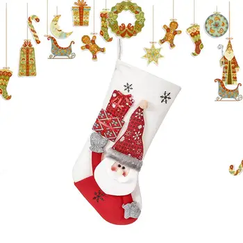 Рождественский чулок для камина, чулки для камина, украшенные Санта-Снеговиком и Северным оленем, 19 дюймов, милые чулки, семейные украшения