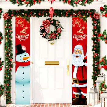 Рождественское двустишие С Рождеством, Тканевый Баннер, Подвешенный на двери, Рождественский декор для дома Noel Natal Favor С Новым 2023 годом