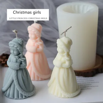 Рождественское украшение Форма для свечей Рождественская принцесса Гипсовая Свеча Силиконовая форма Ароматерапевтическая свеча Формы для мыла ручной работы DIY