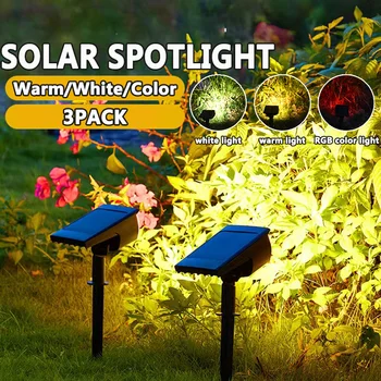 Садовые 7LED-фонари на солнечных батареях Регулируемый Солнечный Прожектор В земле IP65 Водонепроницаемый Ландшафтный Газон Настенные Наружные светильники Освещение
