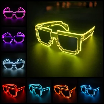 Светодиодные солнцезащитные очки для баров, концертов, светящихся вечеринок, светящихся в темноте, мигающих мозаичных очков UV400, подарочных игрушек унисекс, светодиодных светящихся