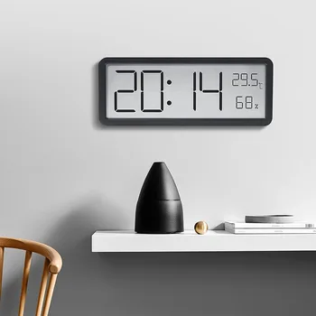 Светодиодные цифровые настенные часы с магнитным дизайном, часы с дисплеем температуры и влажности, электронный будильник, настольные часы с большим экраном