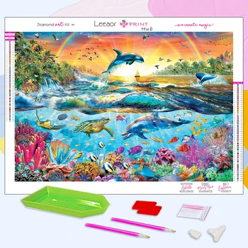 Сделай сам Алмазная живопись Подводный мир Полная Алмазная мозаика Наборы для вышивания крестиком Океанский пейзаж Домашний декор Подарок для детей