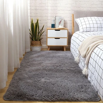 Серый ковер для гостиной, плюшевый коврик для пола в спальне, Пушистые коврики, противоскользящие коврики для домашнего декора, Мягкие бархатные ковры, одеяло для детской комнаты