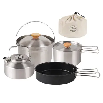 Сковорода-чайник с антипригарным покрытием, набор походной посуды для приготовления пищи, походов на пикник