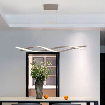 Современная светодиодная люстра с волнами, Потолочный светильник для столовой, Акриловый Подвесной светильник для кухни, офиса, спальни, Подвесной светильник 38 Вт
