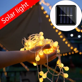 Солнечные струнные фонари для кемпинга на открытом воздухе 22-метровый шар светодиодные гирлянды Водонепроницаемый сказочный свет для декора рождественской вечеринки в саду