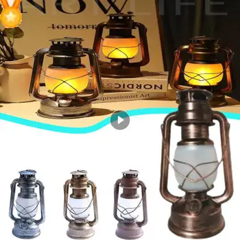 Старинные подвесные фонари для кемпинга с батарейным светодиодным пламенем, теплый свет, поход на природу для рыбалки, Палатка, Походное снаряжение, Портативные фонари
