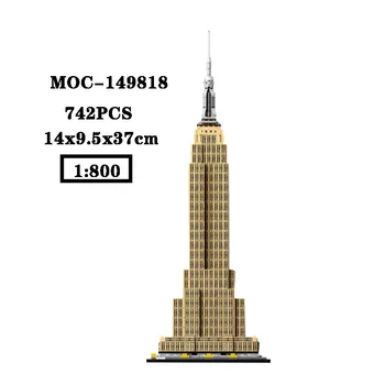 Строительный блок MOC-149818 American International Building 1: 800, Соединяющий строительный блок, игрушка в подарок на день рождения для взрослых и детей