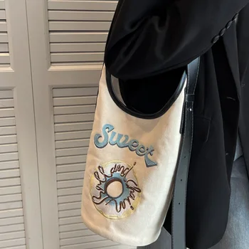 Сумка через плечо с женским нишевым дизайном, модная универсальная сумка-мешок с вышивкой, сумка-мессенджер