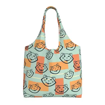 Сумки для покупок с рисунком кошки, Многоразовые Продуктовые складные сумки, которые можно стирать Для мужчин и женщин, Рынок, обед, путешествия