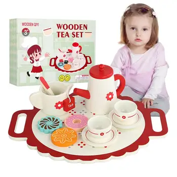 Чайный сервиз для маленьких девочек, деревянные игрушки для девочек, кухонные игрушки для чаепития, Милые Кухонные игрушки для дома, детского сада, питомника, реалистичные