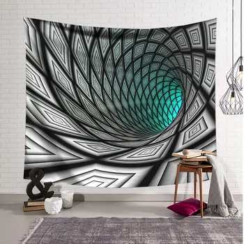 Черно-белый рельефный туннель, оптическая иллюзия, Гобелен, Настенное искусство, Гобелены, висящие для гостиной в общежитии, Декоративные