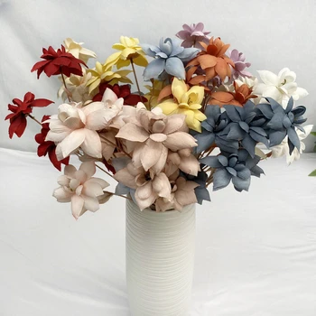 Шелковый искусственный цветок с 6 головками для домашнего декора стола, свадебной вечеринки, цветочной композиции, декоративных материалов, поддельного цветочного реквизита для фотосессии