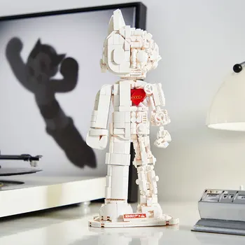 Японский классический мультяшный робот, блок, Астробой, Белые статуэтки, Сборка кирпича, игрушка 